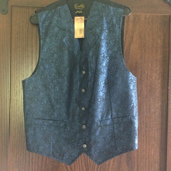 Scully Vest Mens Large Blue  Paisley Vest  Western Cowboy - Picture 1 of 3